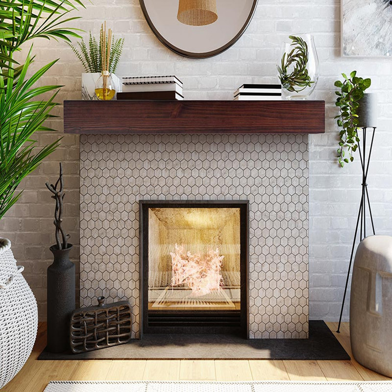 Millwood Pines Brylee Floating Wood Fireplace Mantel Shelf Wayfair